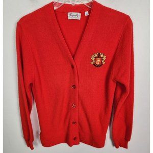 Vtg. Haymaker Women's Sz. S/36 Red Button Up Brookside Crest Cardigan